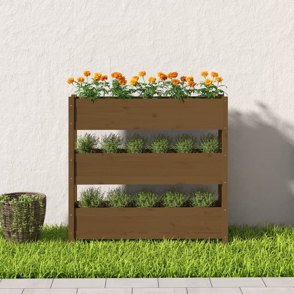 VIDAXL -Planungsbox 112x25x104,5 cm Festkiefer Honigbraun