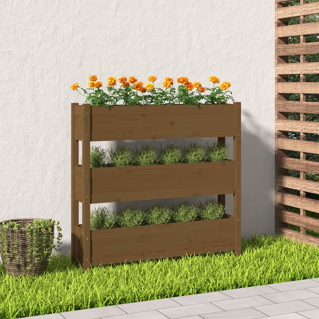 VIDAXL -Planungsbox 112x25x104,5 cm Festkiefer Honigbraun