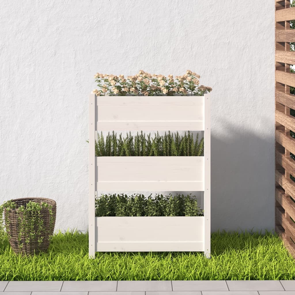 VIDAXL -Planungsbox 77x25x104,5 cm Festkiefer weiß