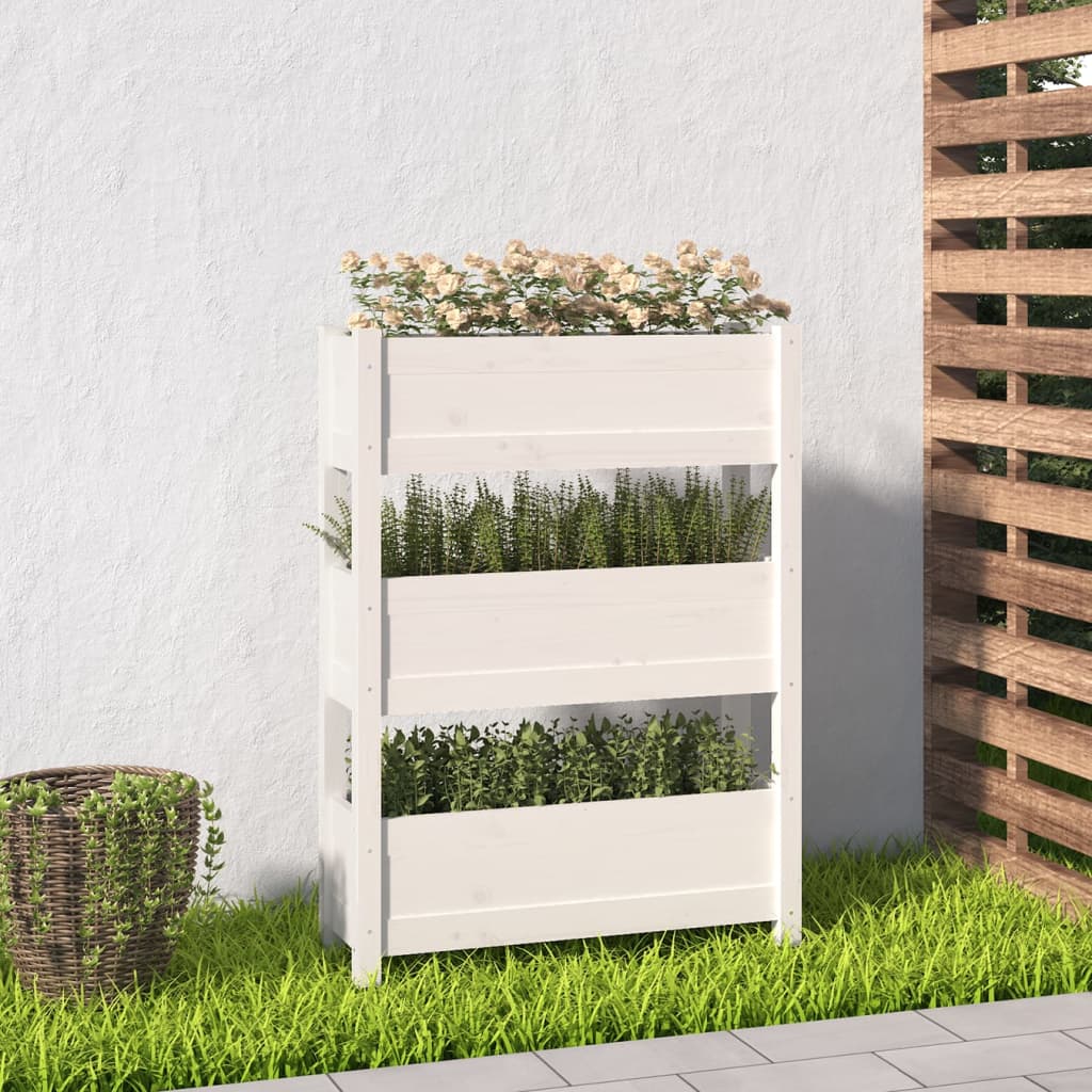 VIDAXL -Planungsbox 77x25x104,5 cm Festkiefer weiß