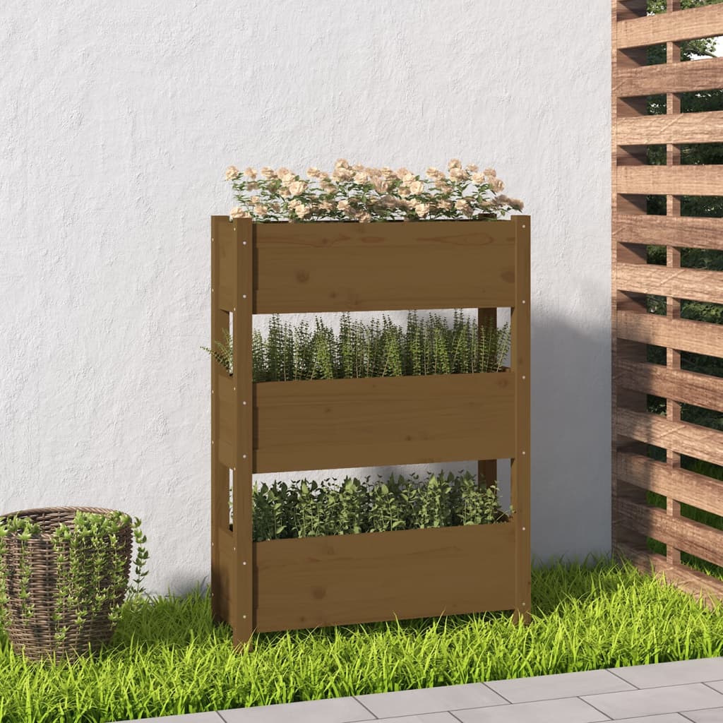 VIDAXL -Planungsbox 77x25x104,5 cm Festkiefer Honigbraun