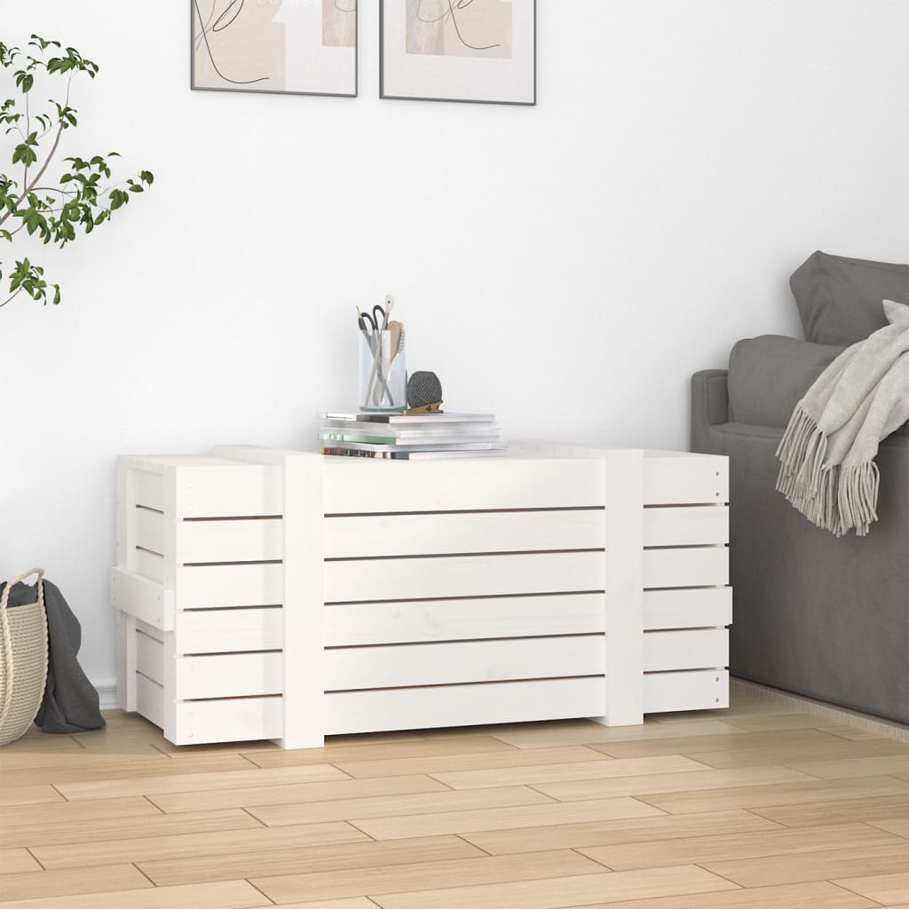 Vidaxl opbergbox 91x40,5x42 cm massief grenenhout wit