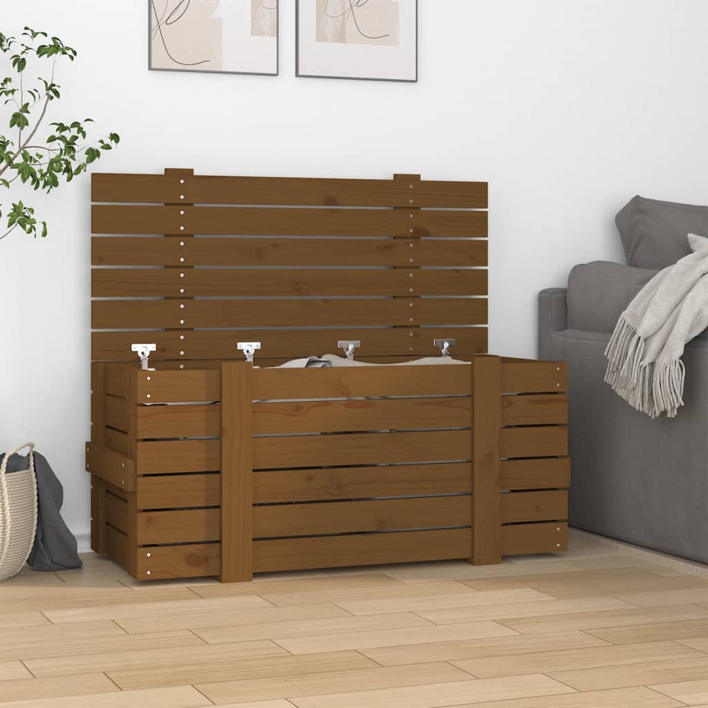 VIDAXL -Speicherbox 91x40,5x42 cm Festkiefer Honig braun