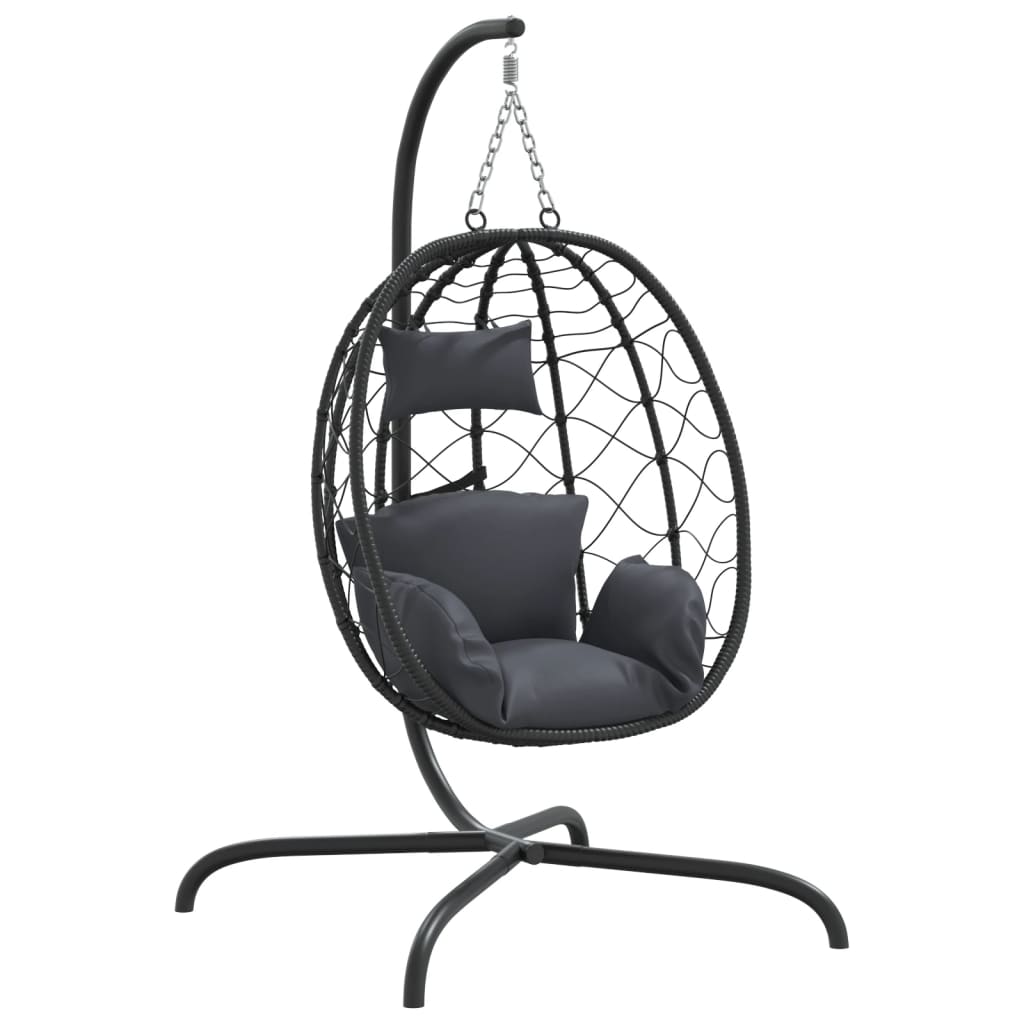 Vidaxl Hängesessel mit Kisses Poly Rattan und Stahl Anthrazit -gelöscht