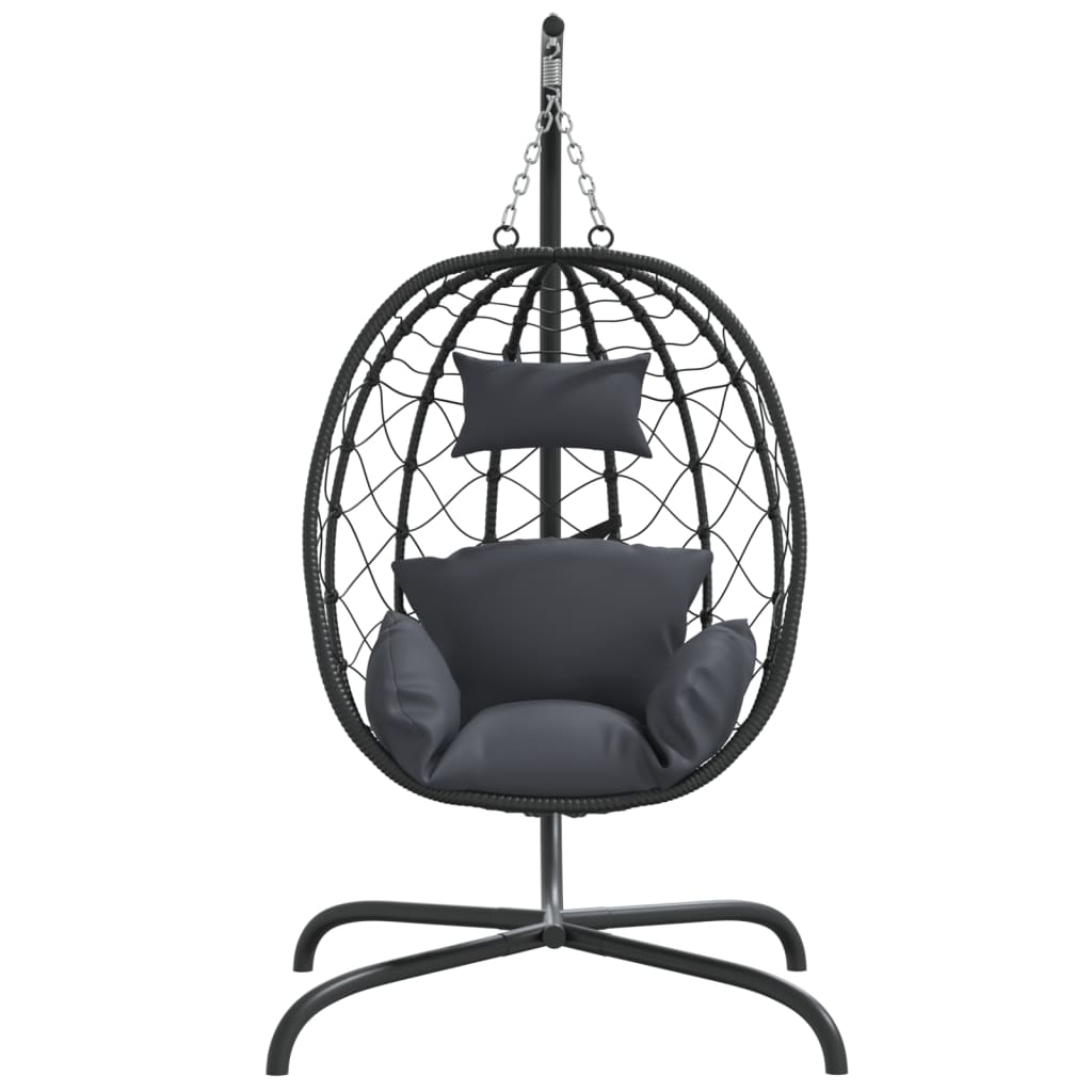Vidaxl Hängesessel mit Kisses Poly Rattan und Stahl Anthrazit -gelöscht