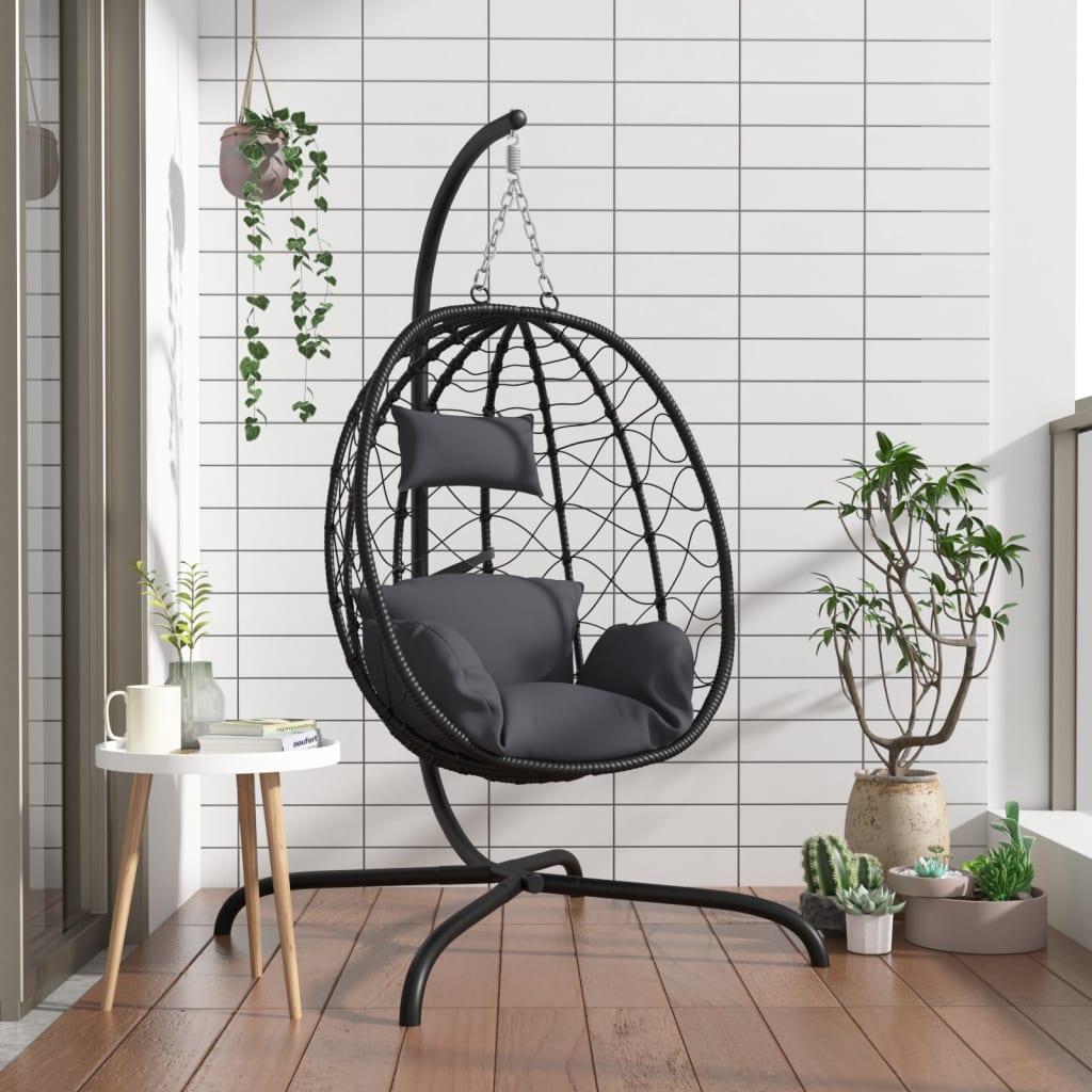 Vidaxl Hängesessel mit Kisses Poly Rattan und Stahl Anthrazit -gelöscht