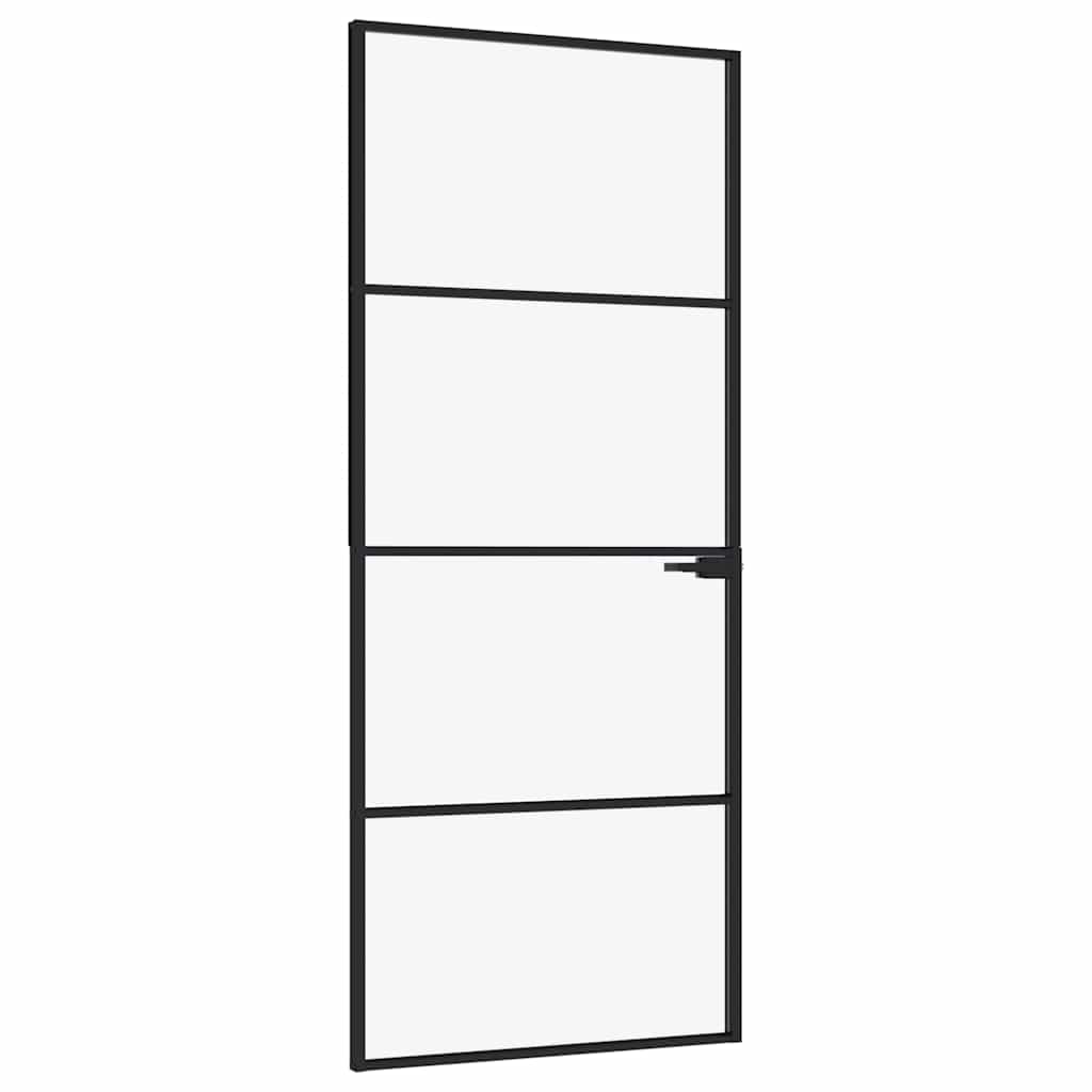 Vidaxl binnendeur 83x201,5 cm gehard glas en aluminium smal zwart