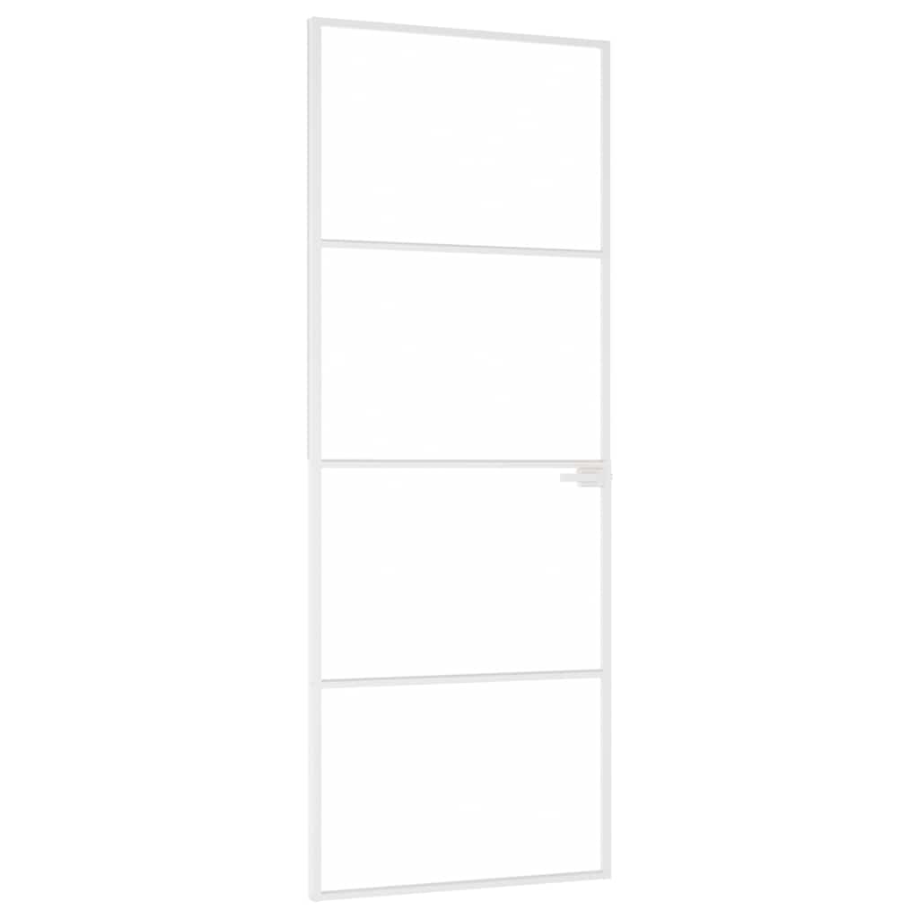 Vidaxl binnendeur 76x201,5 cm gehard glas en aluminium smal wit