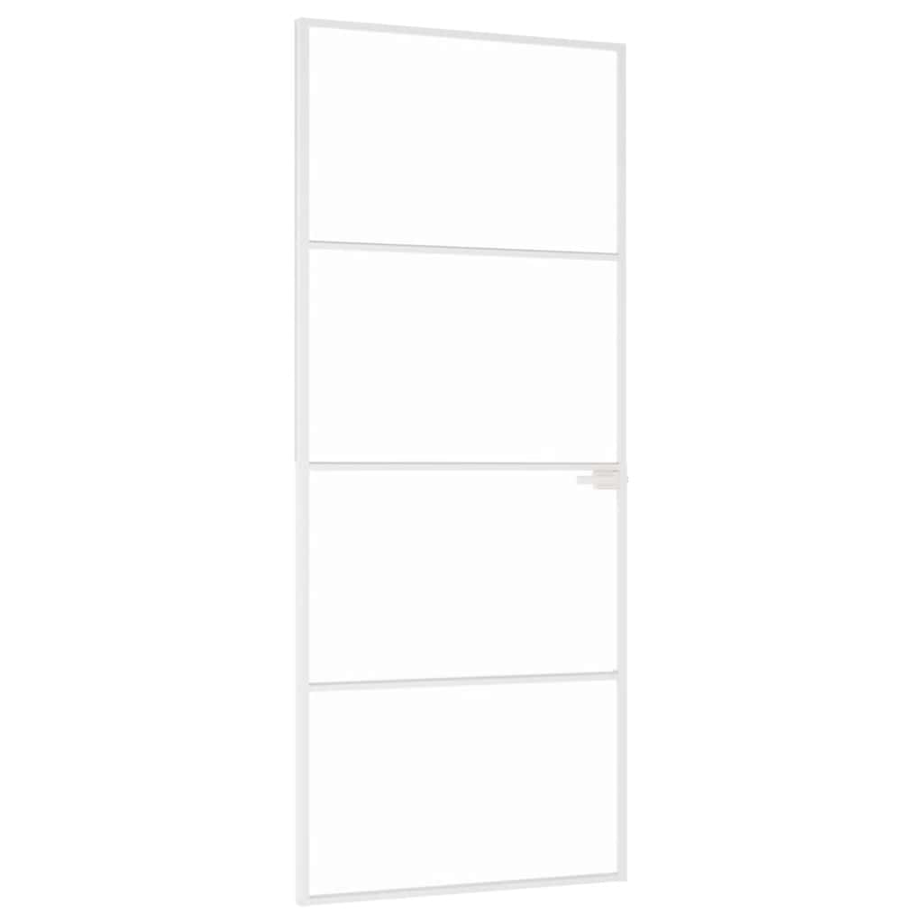 Vidaxl binnendeur 83x201,5 cm gehard glas en aluminium smal wit