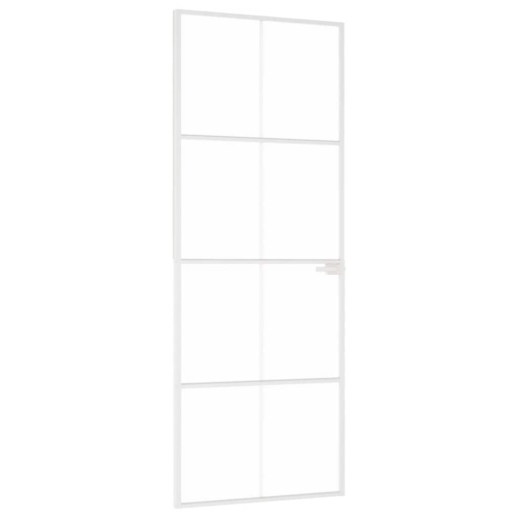 Vidaxl binnendeur 76x201,5 cm gehard glas en aluminium smal wit