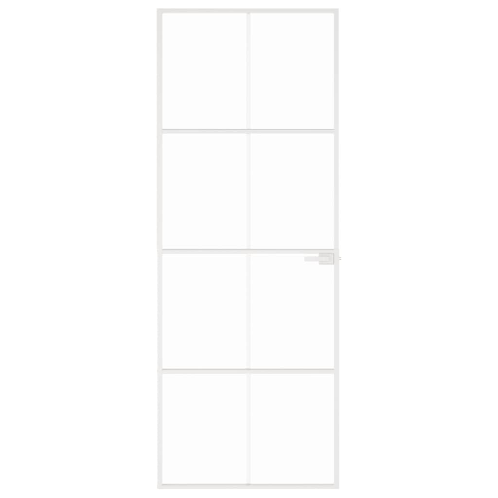 Vidaxl binnendeur 76x201,5 cm gehard glas en aluminium smal wit