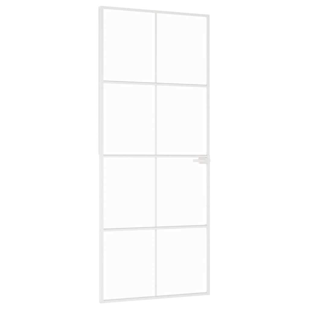 Vidaxl binnendeur 83x201,5 cm gehard glas en aluminium smal wit