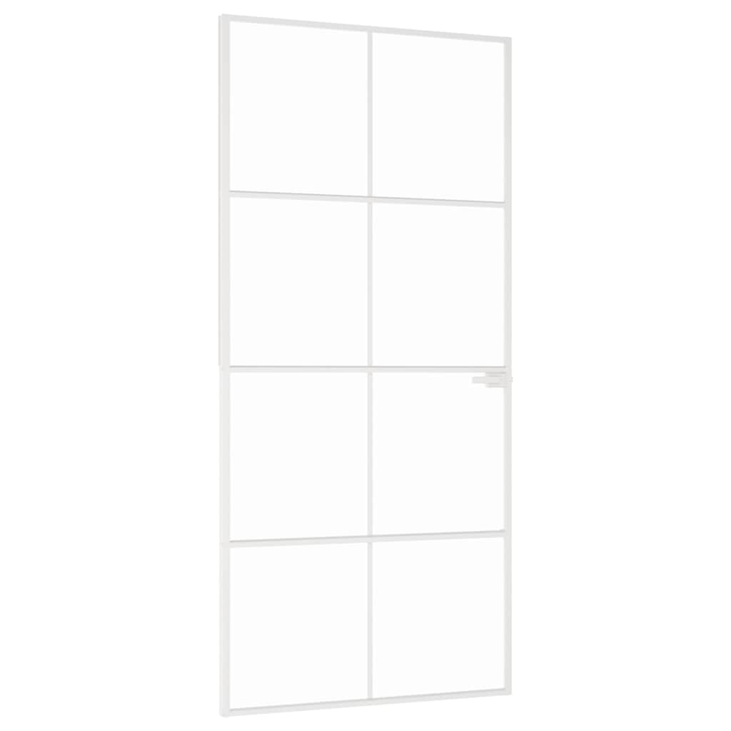 Vidaxl binnendeur 93x201,5 cm gehard glas en aluminium smal wit