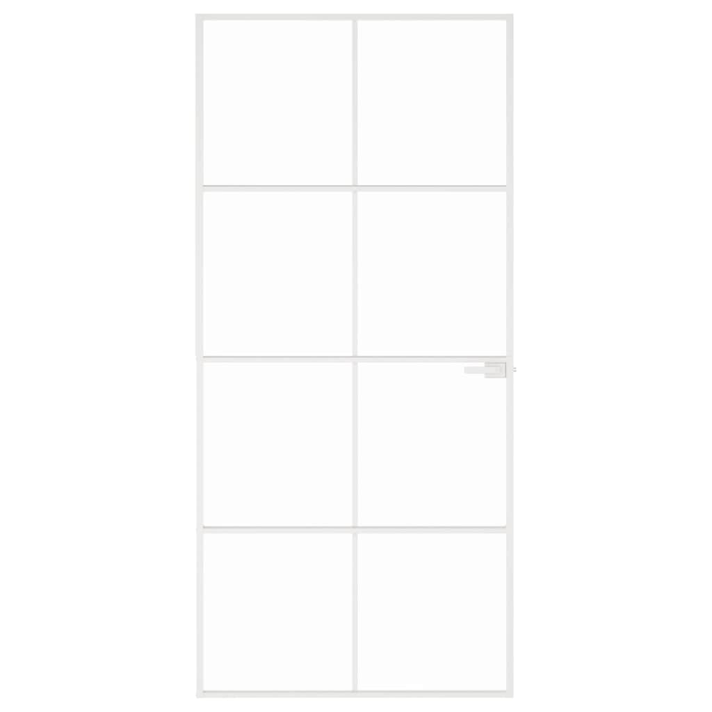 Vidaxl binnendeur 93x201,5 cm gehard glas en aluminium smal wit