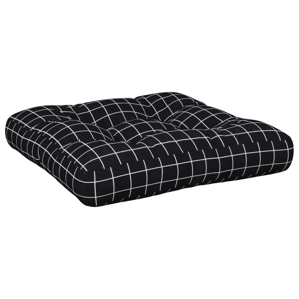 Vidaxl palletkussen ruitpatroon 60x60x12 cm stof zwart