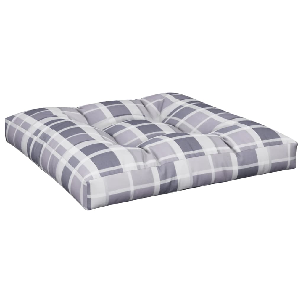 VidaXL Palettenkissen 70x70x12 cm, Stoff kariert, Grau