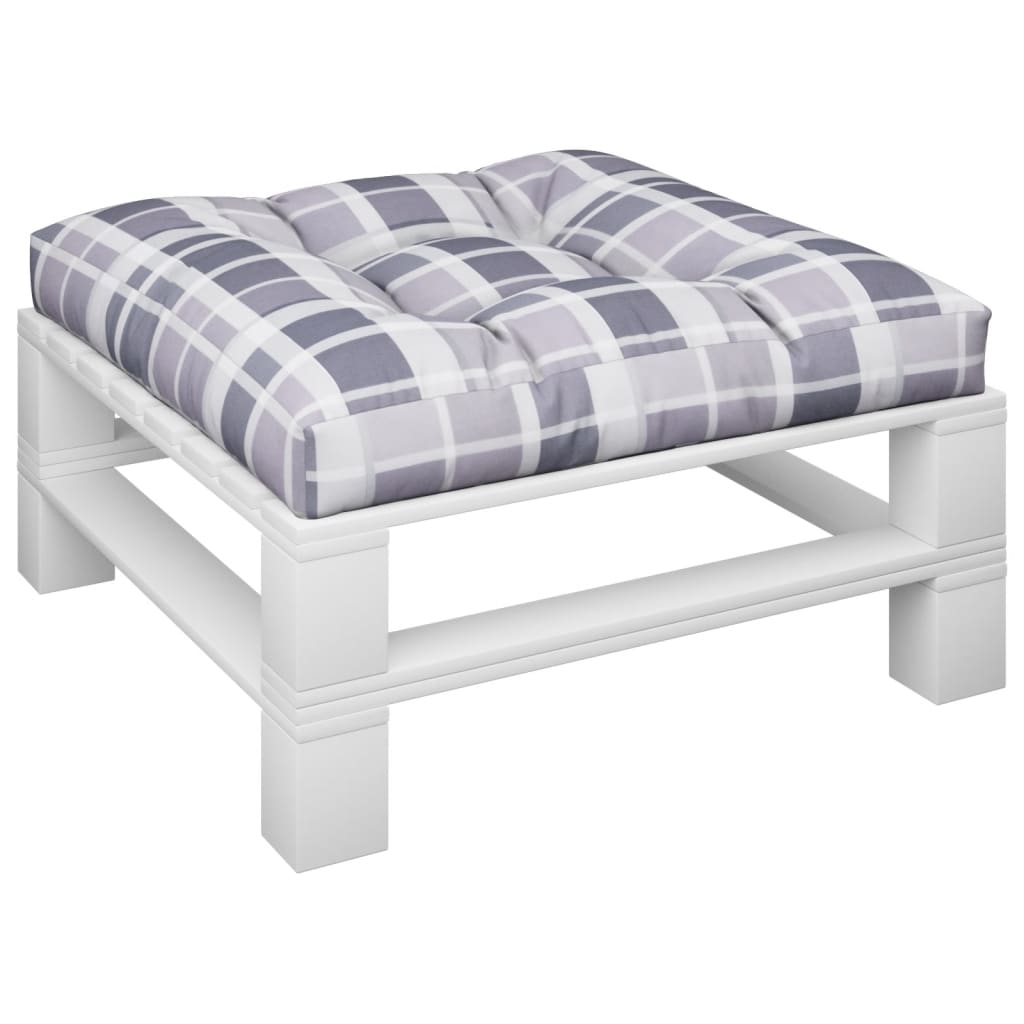 VidaXL Palettenkissen 70x70x12 cm, Stoff kariert, Grau