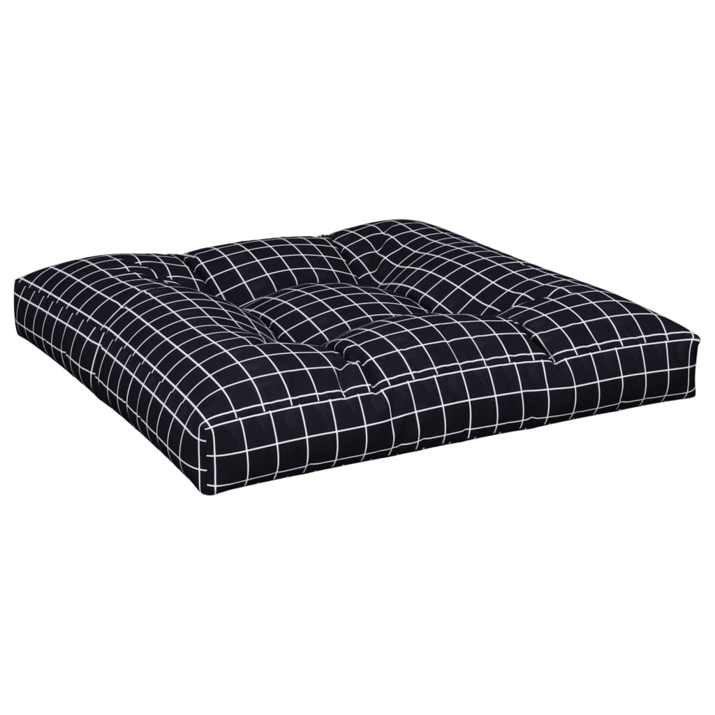 Vidaxl palletkussen ruitpatroon 80x80x12 cm stof zwart