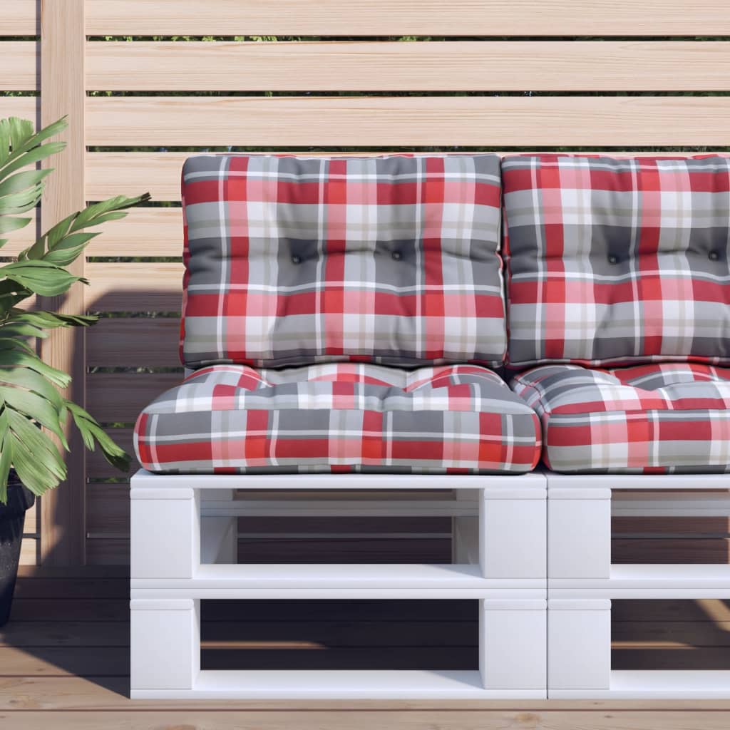 VidaXL Palettenkissen 60x40x12 cm Stoff mit Rautenmuster rot
