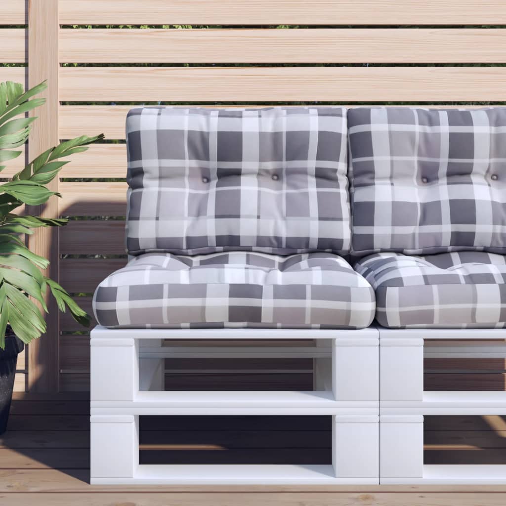 VidaXL Palettenkissen 60x40x12 cm Stoff Rautenmuster grau