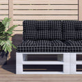 Vidaxl palletkussen ruitpatroon 80x40x12 cm stof zwart