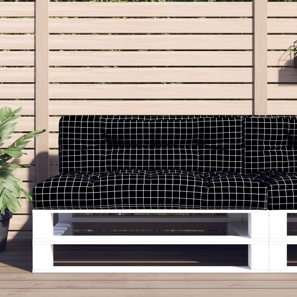 Vidaxl palletbankkussen 120x40x12 cm stof ruitpatroon zwart