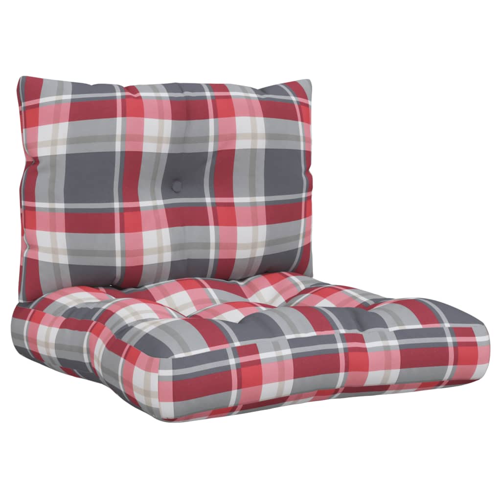 Vidaxl palletkussens 2 st stof ruitpatroon rood