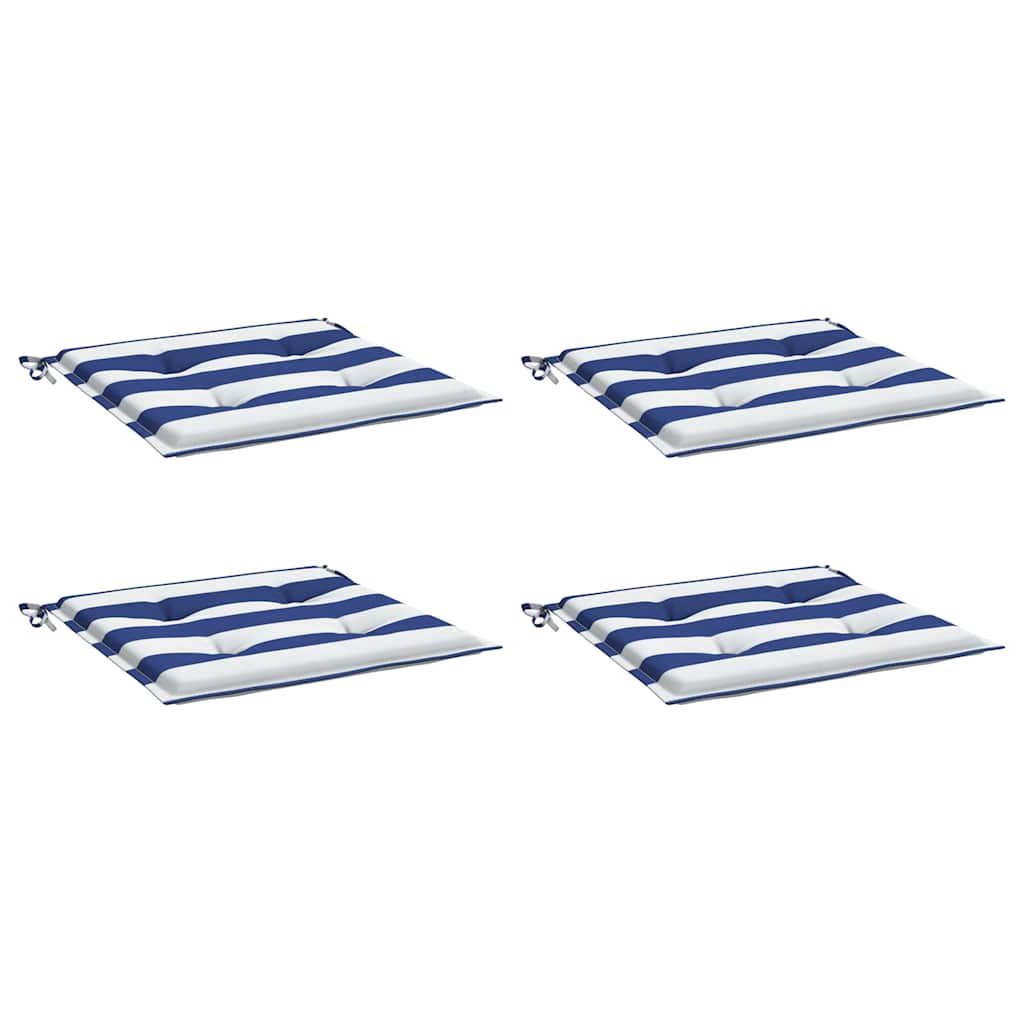 Vidaxl tuinstoelkussens 4 st gestreept 40x40x4 cm stof wit en blauw