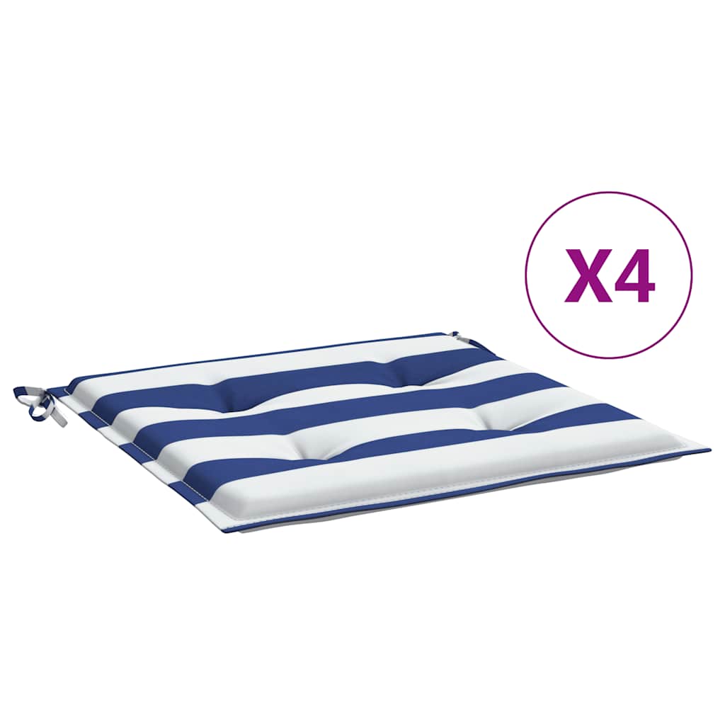Vidaxl tuinstoelkussens 4 st gestreept 50x50x4 cm stof wit en blauw