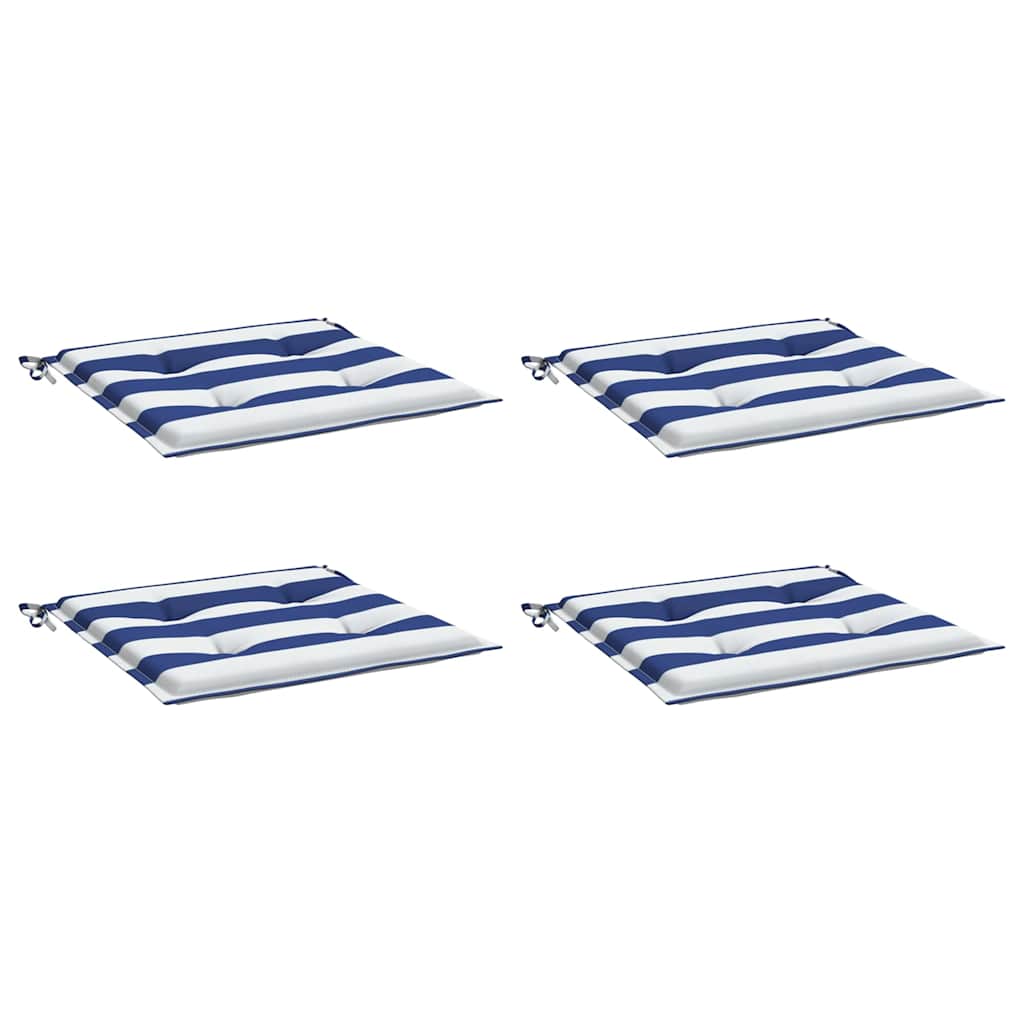 Vidaxl tuinstoelkussens 4 st gestreept 50x50x4 cm stof wit en blauw