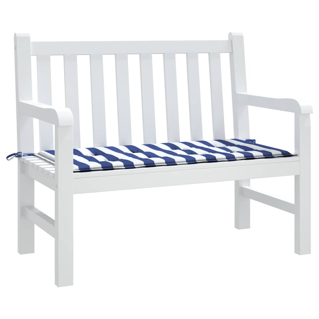 Vidaxl tuinbankkussen gestreept 120x50x4 cm oxford stof wit en blauw