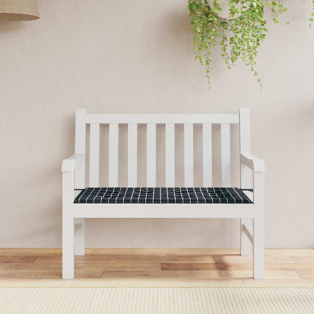 Vidaxl tuinbankkussen ruitpatroon 120x50x4 cm oxford stof zwart