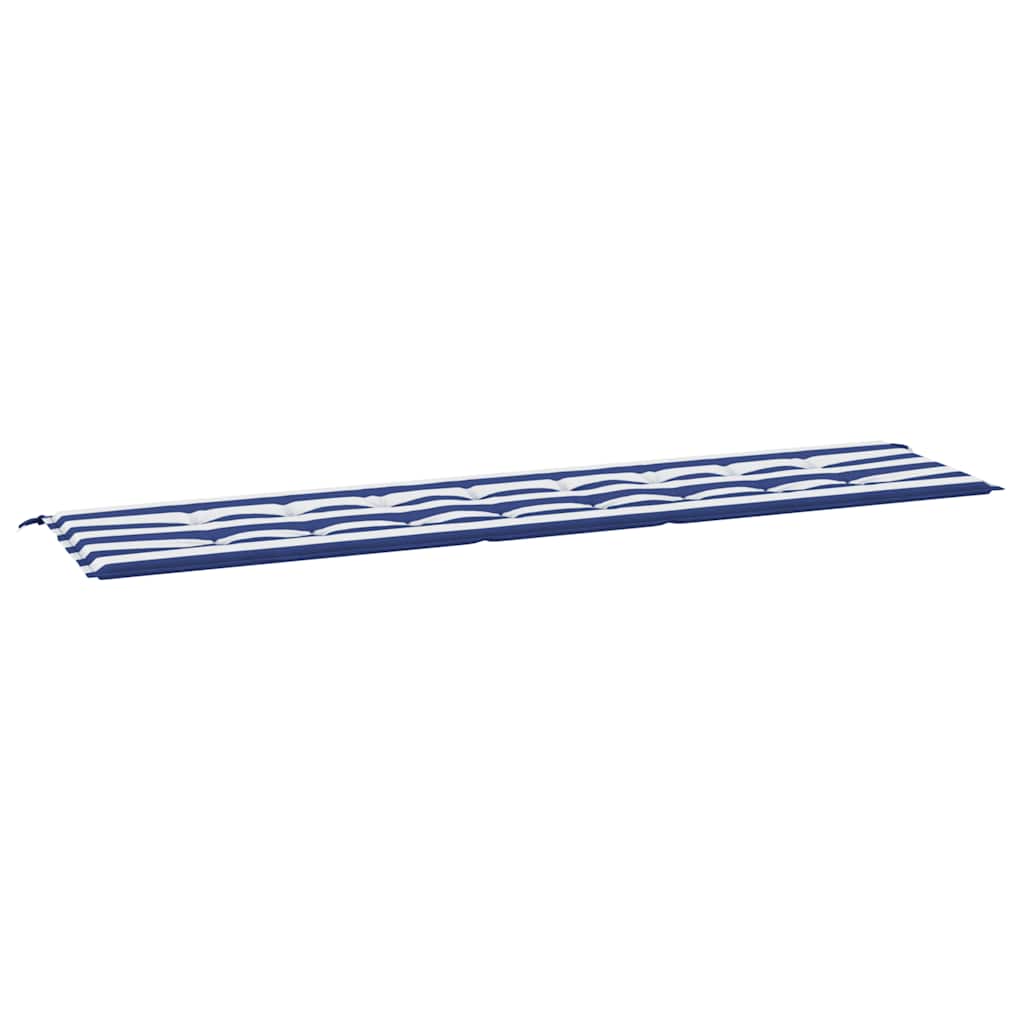 VidaXL Gartenbankkissen, gestreift, 200 x 50 x 4 cm, Stoff, weiß und blau