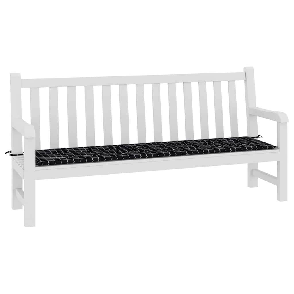 VidaXL Gartenbankkissen mit Rautenmuster, 200 x 50 x 4 cm, Stoff, Schwarz