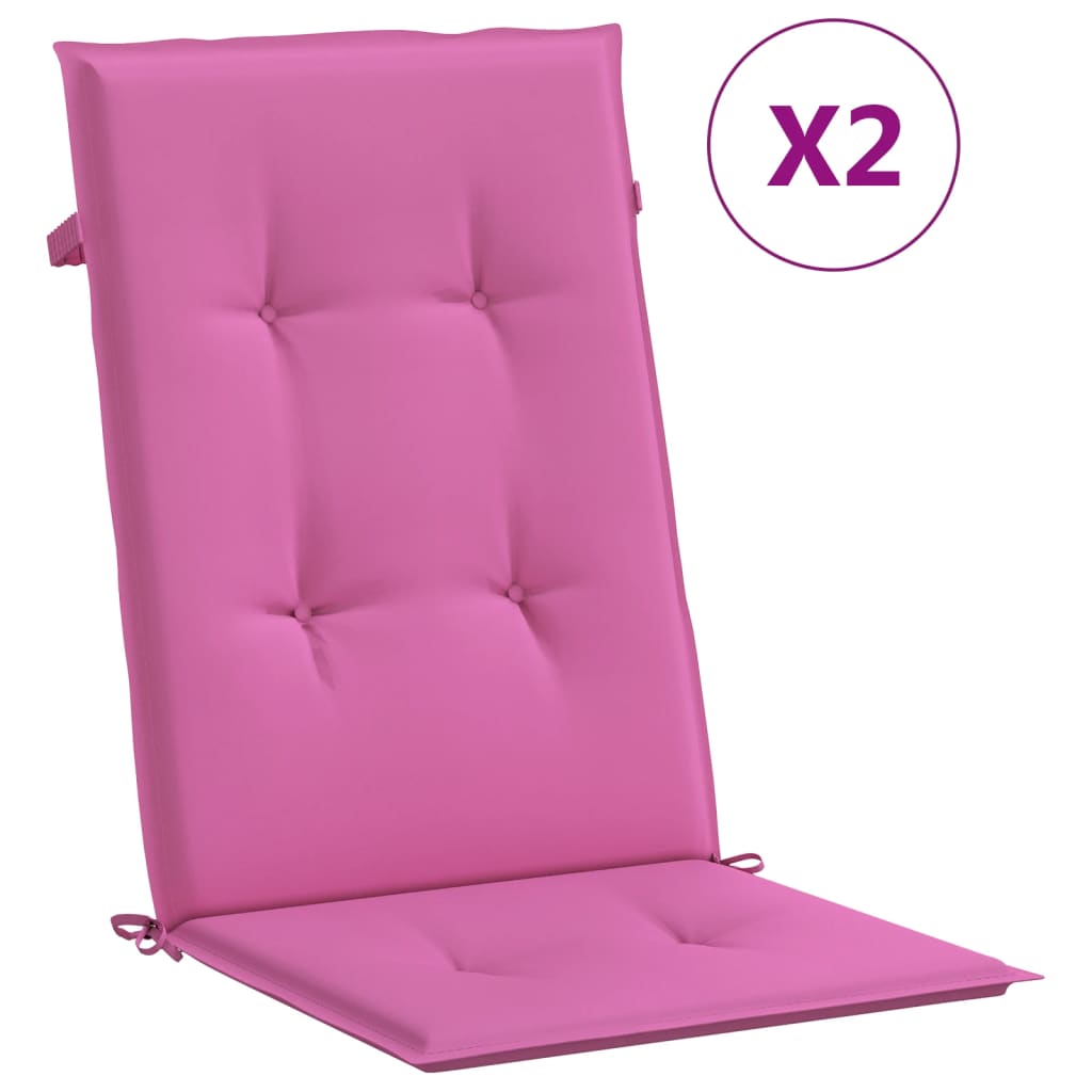 VidaXL Gartenstuhlkissen mit hoher Rückenlehne, 2 Stück, 120 x 50 x 3 cm, Stoff, Rosa