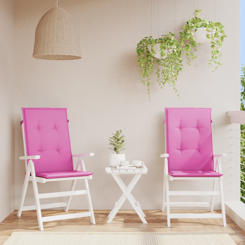 VidaXL Gartenstuhlkissen mit hoher Rückenlehne, 2 Stück, 120 x 50 x 3 cm, Stoff, Rosa