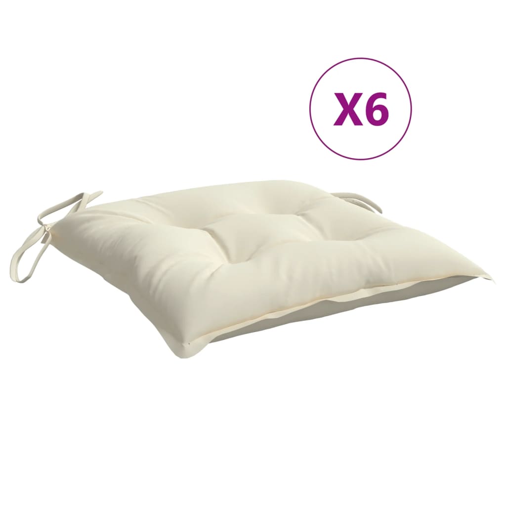 VidaXL Stuhlkissen, 6 Stück, 50 x 50 x 7 cm, Oxford-Gewebe, Cremeweiß