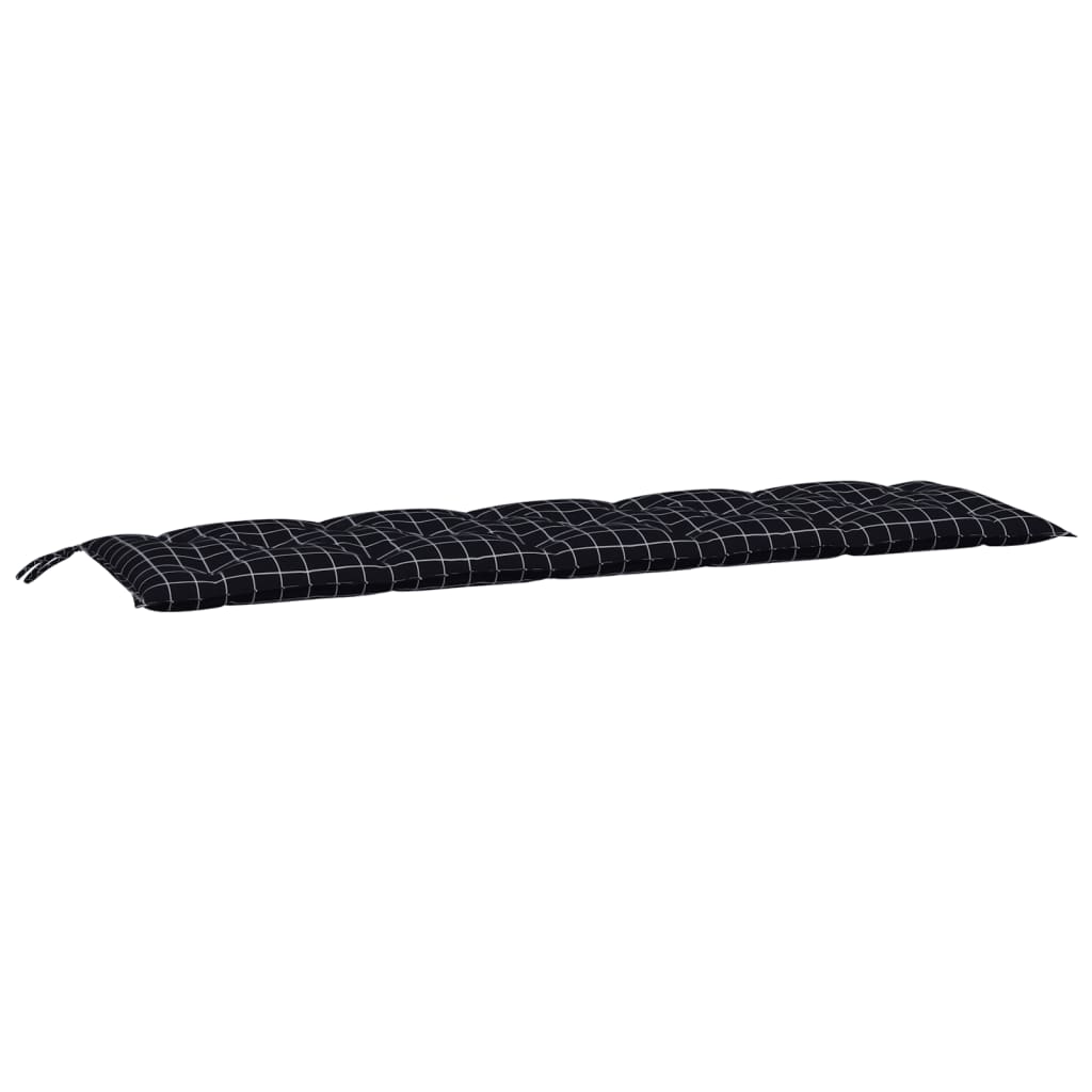 VidaXL Gartenbankkissen 180x50x7 cm Oxford-Gewebe, Karomuster, Schwarz