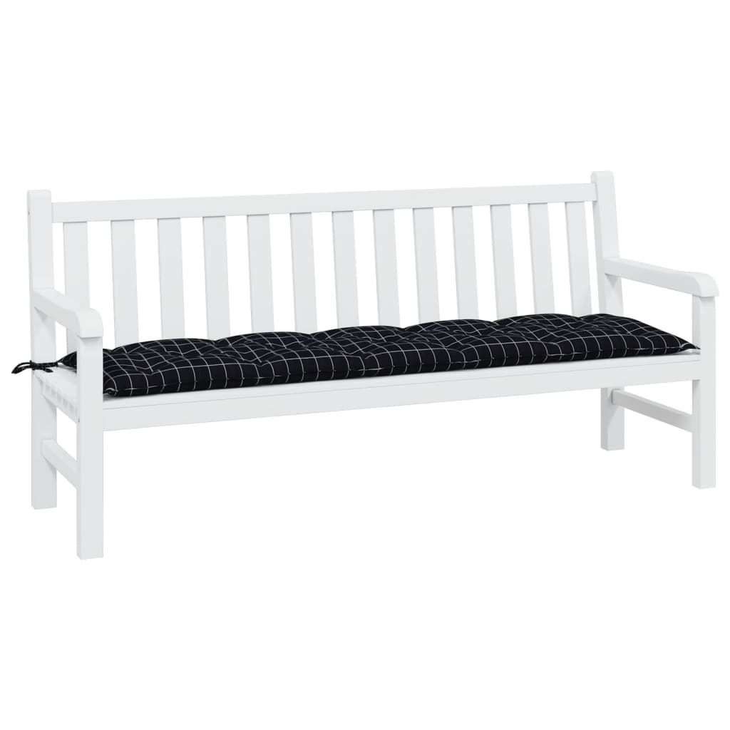 VidaXL Gartenbankkissen 180x50x7 cm Oxford-Gewebe, Karomuster, Schwarz