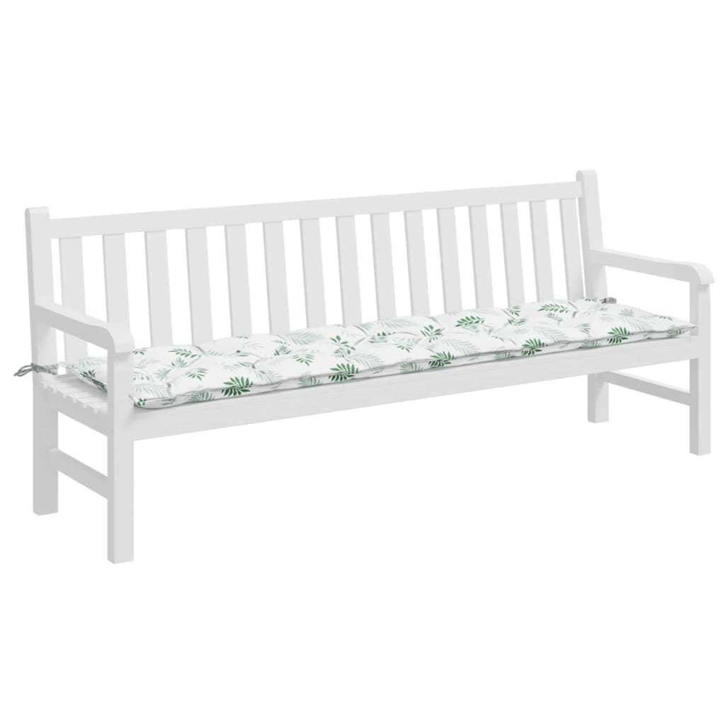 VidaXL Gartenbankkissen mit Blattmuster, 200 x 50 x 7 cm, Stoff