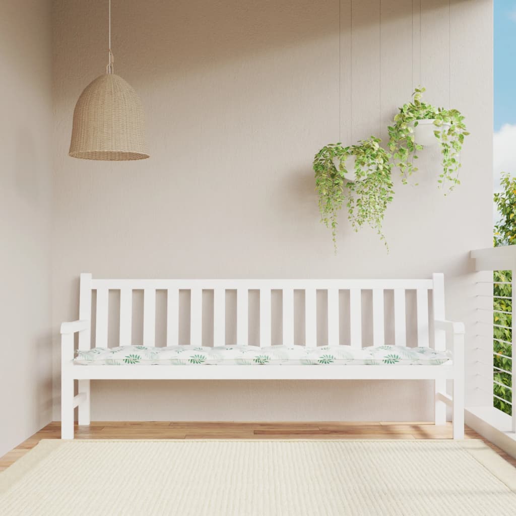 VidaXL Gartenbankkissen mit Blattmuster, 200 x 50 x 7 cm, Stoff