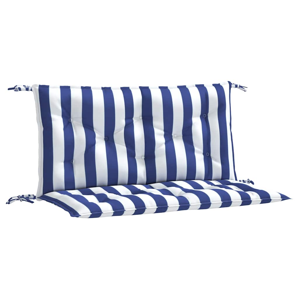 VidaXL Gartenbankkissen, 2 Stück, gestreift, 100 x 50 x 7 cm, Stoff, weiß und blau