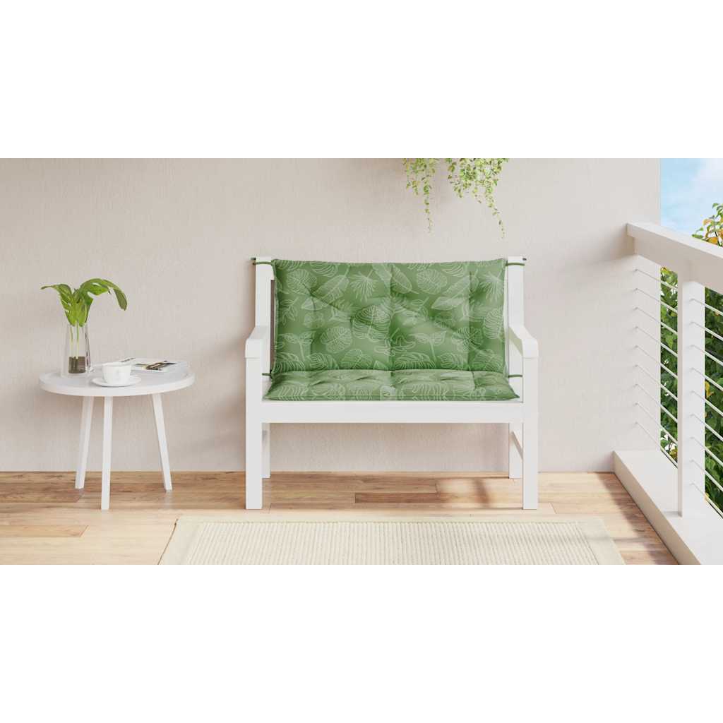 VidaXL Gartenbankkissen, 2 Stück, Blattmuster, 100 x 50 x 7 cm, Stoff