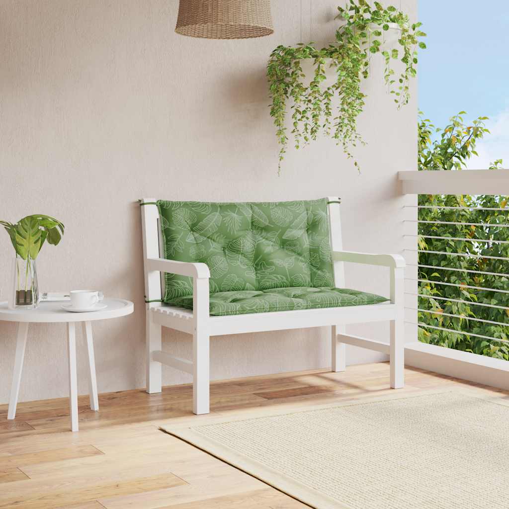 VidaXL Gartenbankkissen, 2 Stück, Blattmuster, 100 x 50 x 7 cm, Stoff