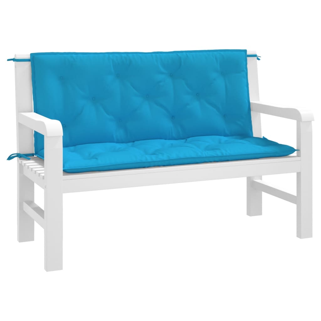 VidaXL Gartenbankkissen, 2 Stück, 120 x 50 x 7 cm, Oxford-Gewebe, Hellblau