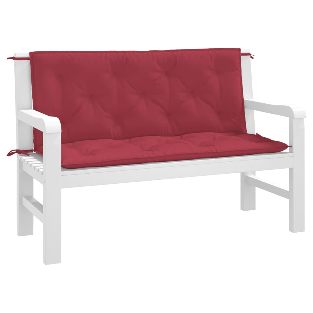 VidaXL Gartenbankkissen, 2 Stück, 120 x 50 x 7 cm, Oxford-Gewebe, Weinrot