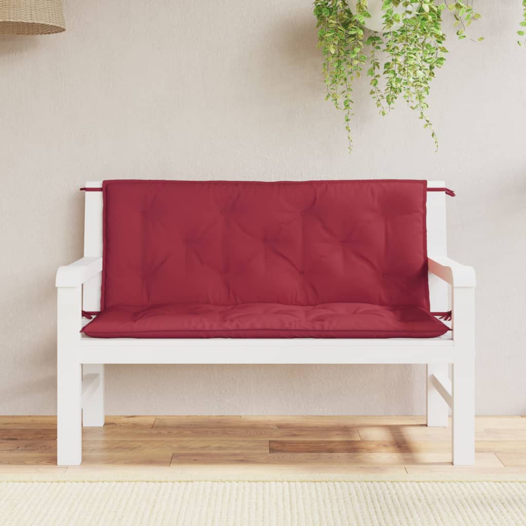 VidaXL Gartenbankkissen, 2 Stück, 120 x 50 x 7 cm, Oxford-Gewebe, Weinrot