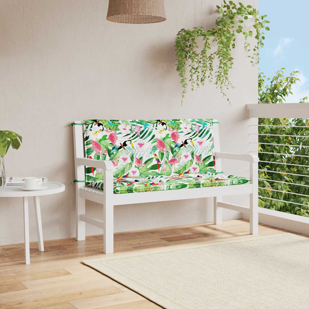VidaXL Gartenbankkissen, 2 Stück, 120 x 50 x 7 cm, Stoff, mehrfarbig