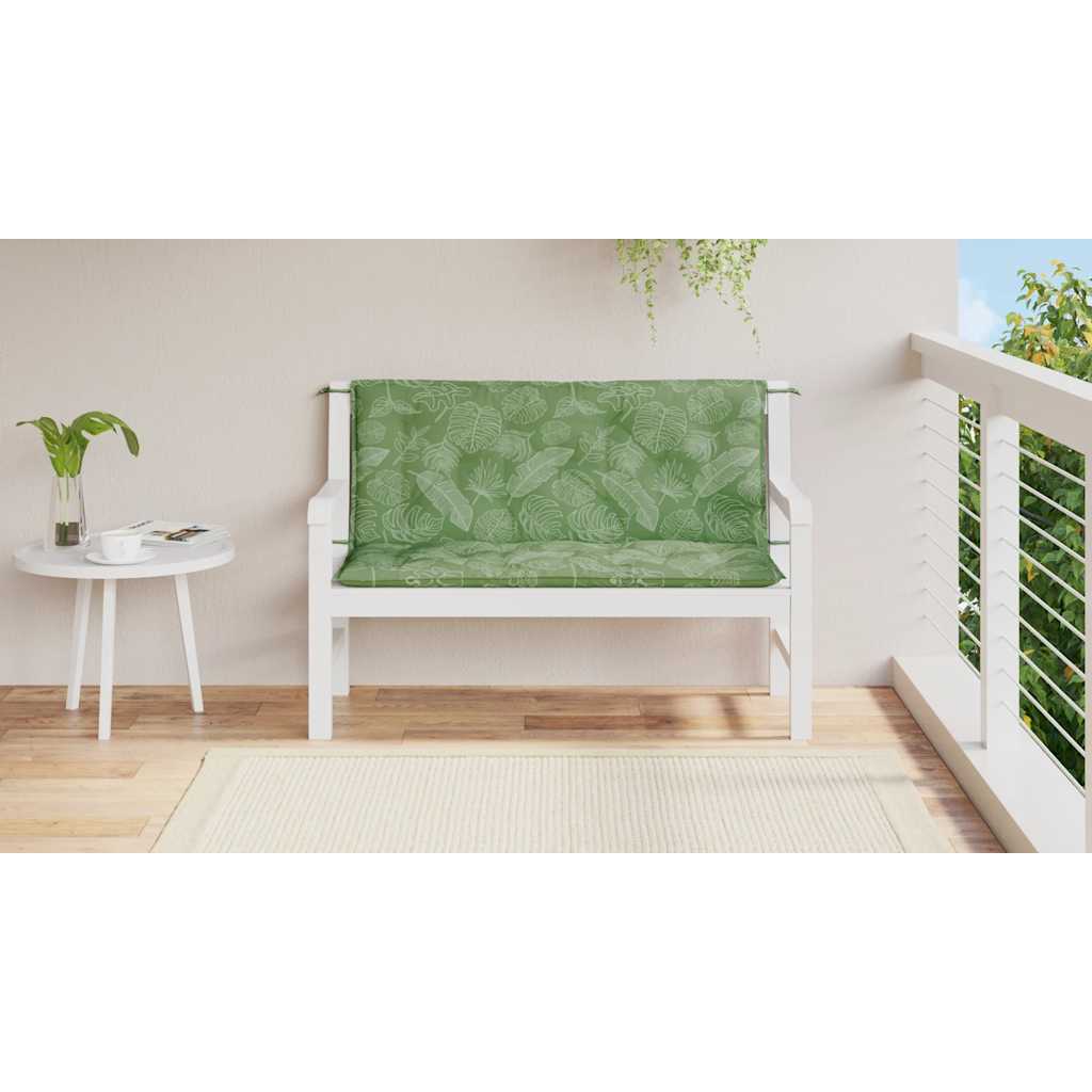 VidaXL Gartenbankkissen, 2 Stück, Blattmuster, 120 x 50 x 7 cm, Stoff