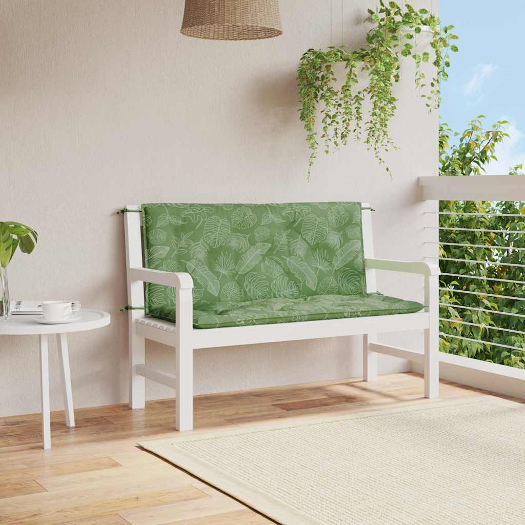 VidaXL Gartenbankkissen, 2 Stück, Blattmuster, 120 x 50 x 7 cm, Stoff